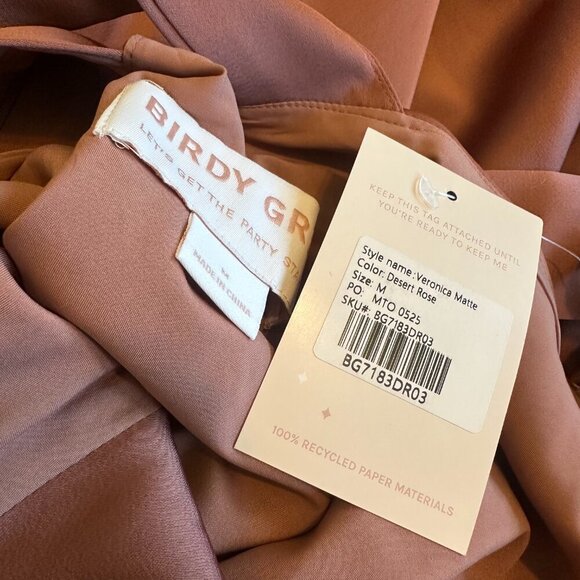 Birdy Grey Veronica Dress Matte Satin Desert Rose Maxi Gown Size Medium NWT - Picture 13 of 13